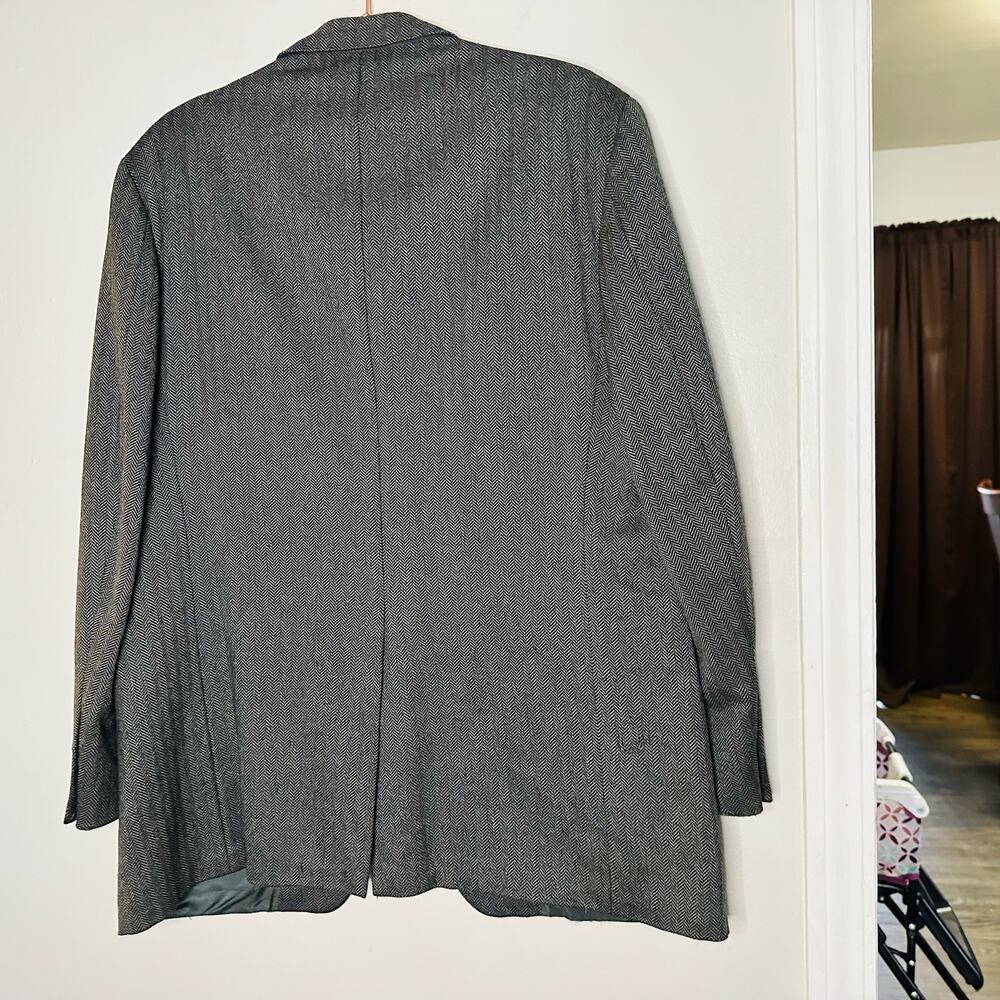 BURBERRY London Mens Gray Herringbone 44 Long Wool Silk Blend Blazer Size 44 - Picture 8 of 14